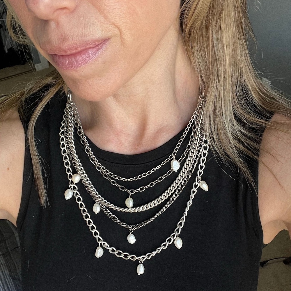 Multi-strand silver and pearl necklace Stella & Dot